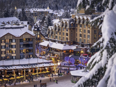 The village lit up for New Years Eve in Whistler Blackcomb. The village lit up for New Years Eve in Whistler Blackcomb.